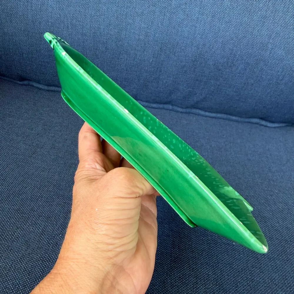 Lefton Winking Santa Green Bell Shape Candy Nut Dish Vtg Christmas Trinket READ